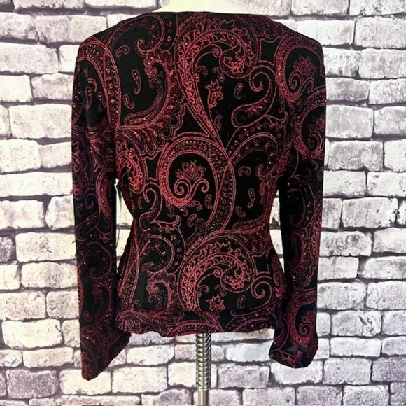 MSK Red & Black Wrap Style Top Size Large - Picture 5 of 8